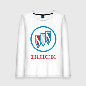 Женский лонгслив хлопок с принтом Logo buick в Новосибирске, 100% хлопок |  | buick | автомобиль buick | логотип buick