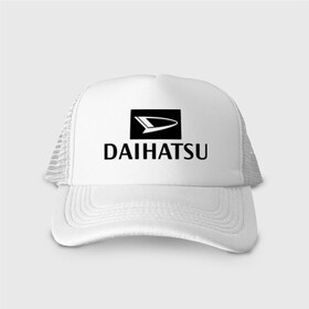 Кепка тракер с сеткой с принтом Daihatsu в Новосибирске, трикотажное полотно; задняя часть — сетка | длинный козырек, универсальный размер, пластиковая застежка | daihatsu | автомобиль daihatsu | логотип daihatsu