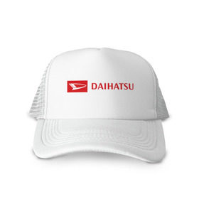 Кепка тракер с сеткой с принтом Daihatsu logo в Новосибирске, трикотажное полотно; задняя часть — сетка | длинный козырек, универсальный размер, пластиковая застежка | daihatsu | автомобиль daihatsu | логотип daihatsu