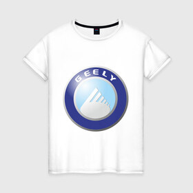 Женская футболка хлопок с принтом Geely logo в Новосибирске, 100% хлопок | прямой крой, круглый вырез горловины, длина до линии бедер, слегка спущенное плечо | geely | автомобиль geely | автомобиль джили | джили | логотип geely | логотип джили