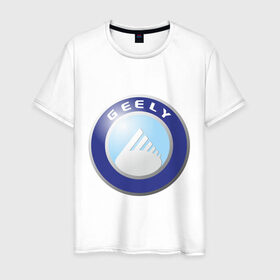 Мужская футболка хлопок с принтом Geely logo в Новосибирске, 100% хлопок | прямой крой, круглый вырез горловины, длина до линии бедер, слегка спущенное плечо. | geely | автомобиль geely | автомобиль джили | джили | логотип geely | логотип джили
