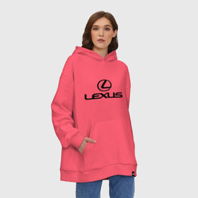 Худи SuperOversize хлопок с принтом Lexus logo в Новосибирске, 70% хлопок, 30% полиэстер, мягкий начес внутри | карман-кенгуру, эластичная резинка на манжетах и по нижней кромке, двухслойный капюшон
 | lexus | автобренды | автолюбителям | бренд | лексус | логотип