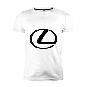 Мужская футболка премиум с принтом Logo lexus в Новосибирске, 92% хлопок, 8% лайкра | приталенный силуэт, круглый вырез ворота, длина до линии бедра, короткий рукав | Тематика изображения на принте: lexus | автобренды | автолюбителям | бренд | лексус | логотип