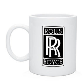 Кружка с принтом Rolls-Royce в Новосибирске, керамика | объем — 330 мл, диаметр — 80 мм. Принт наносится на бока кружки, можно сделать два разных изображения | Тематика изображения на принте: rolls royce | rr | автобренды | автолюбителям | бренд | логотип | ролл ройс | ролс ройс