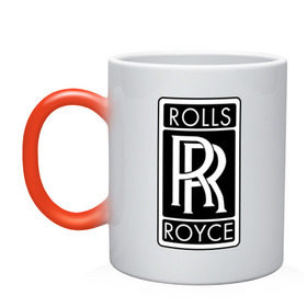 Кружка хамелеон с принтом Rolls-Royce в Новосибирске, керамика | меняет цвет при нагревании, емкость 330 мл | rolls royce | rr | автобренды | автолюбителям | бренд | логотип | ролл ройс | ролс ройс
