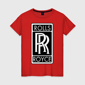 Женская футболка хлопок с принтом Rolls-Royce в Новосибирске, 100% хлопок | прямой крой, круглый вырез горловины, длина до линии бедер, слегка спущенное плечо | rolls royce | rr | автобренды | автолюбителям | бренд | логотип | ролл ройс | ролс ройс