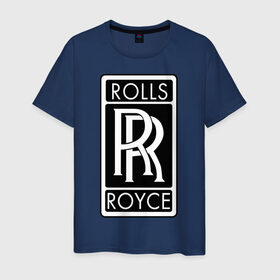 Мужская футболка хлопок с принтом Rolls-Royce в Новосибирске, 100% хлопок | прямой крой, круглый вырез горловины, длина до линии бедер, слегка спущенное плечо. | rolls royce | rr | автобренды | автолюбителям | бренд | логотип | ролл ройс | ролс ройс