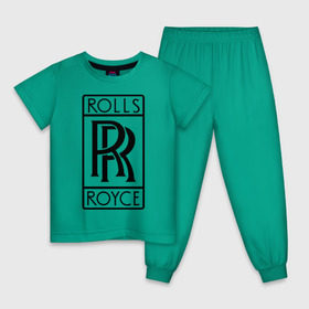 Детская пижама хлопок с принтом Rolls-Royce logo в Новосибирске, 100% хлопок |  брюки и футболка прямого кроя, без карманов, на брюках мягкая резинка на поясе и по низу штанин
 | Тематика изображения на принте: rolls royce | rr | автобренды | автолюбителям | бренд | логотип | ролл ройс | ролс ройс