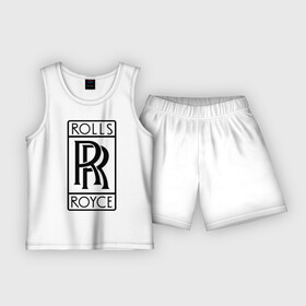Детская пижама с шортами хлопок с принтом Rolls Royce logo в Новосибирске,  |  | rolls royce | rr | автобренды | автолюбителям | бренд | логотип | ролл ройс | ролс ройс