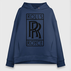 Женское худи Oversize хлопок с принтом Rolls-Royce logo в Новосибирске, френч-терри — 70% хлопок, 30% полиэстер. Мягкий теплый начес внутри —100% хлопок | боковые карманы, эластичные манжеты и нижняя кромка, капюшон на магнитной кнопке | rolls royce | rr | автобренды | автолюбителям | бренд | логотип | ролл ройс | ролс ройс