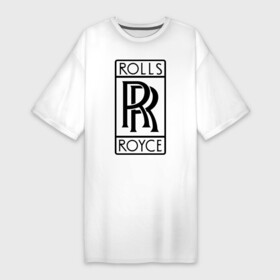 Платье-футболка хлопок с принтом Rolls Royce logo в Новосибирске,  |  | rolls royce | rr | автобренды | автолюбителям | бренд | логотип | ролл ройс | ролс ройс
