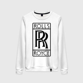 Женский свитшот хлопок с принтом Rolls-Royce logo в Новосибирске, 100% хлопок | прямой крой, круглый вырез, на манжетах и по низу широкая трикотажная резинка  | rolls royce | rr | автобренды | автолюбителям | бренд | логотип | ролл ройс | ролс ройс