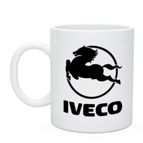 Кружка с принтом Iveco в Новосибирске, керамика | объем — 330 мл, диаметр — 80 мм. Принт наносится на бока кружки, можно сделать два разных изображения | iveco | автобренды | автолюбителям | бренд | ивеко | логотип