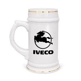 Кружка пивная с принтом Iveco в Новосибирске,  керамика (Материал выдерживает высокую температуру, стоит избегать резкого перепада температур) |  объем 630 мл | Тематика изображения на принте: iveco | автобренды | автолюбителям | бренд | ивеко | логотип