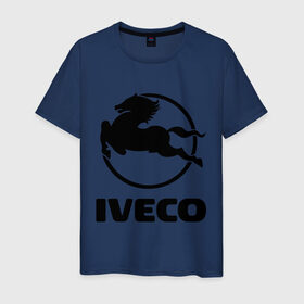 Мужская футболка хлопок с принтом Iveco в Новосибирске, 100% хлопок | прямой крой, круглый вырез горловины, длина до линии бедер, слегка спущенное плечо. | iveco | автобренды | автолюбителям | бренд | ивеко | логотип