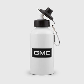 Бутылка спортивная с принтом GMC logo в Новосибирске, металл | емкость — 500 мл, в комплекте две пластиковые крышки и карабин для крепления | gmc | дженерал моторс | логотип | машина