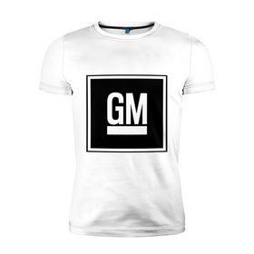 Мужская футболка премиум с принтом GM в Новосибирске, 92% хлопок, 8% лайкра | приталенный силуэт, круглый вырез ворота, длина до линии бедра, короткий рукав | gmc | дженерал моторс | логотип | машина