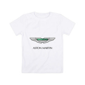 Детская футболка хлопок с принтом Aston Martin logo в Новосибирске, 100% хлопок | круглый вырез горловины, полуприлегающий силуэт, длина до линии бедер | aston martin | автобренды | автолюбителям | астин мартин | астон мартин | бренд | для автовладельцев | для автолюбителей | логотип