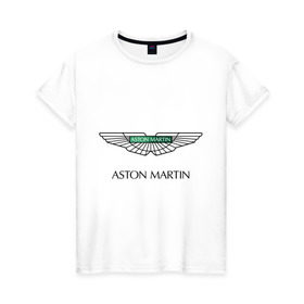 Женская футболка хлопок с принтом Aston Martin logo в Новосибирске, 100% хлопок | прямой крой, круглый вырез горловины, длина до линии бедер, слегка спущенное плечо | aston martin | автобренды | автолюбителям | астин мартин | астон мартин | бренд | для автовладельцев | для автолюбителей | логотип