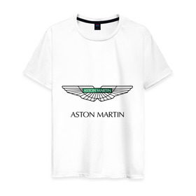 Мужская футболка хлопок с принтом Aston Martin logo в Новосибирске, 100% хлопок | прямой крой, круглый вырез горловины, длина до линии бедер, слегка спущенное плечо. | Тематика изображения на принте: aston martin | автобренды | автолюбителям | астин мартин | астон мартин | бренд | для автовладельцев | для автолюбителей | логотип