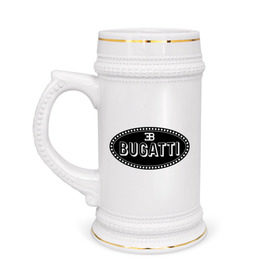 Кружка пивная с принтом Bugatti logo в Новосибирске,  керамика (Материал выдерживает высокую температуру, стоит избегать резкого перепада температур) |  объем 630 мл | bugati | bugatti | автобренды | автолюбителям | бренд | бугати | бугатти | для автовладельцев | для автолюбителей | логотип