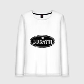 Женский лонгслив хлопок с принтом Bugatti logo в Новосибирске, 100% хлопок |  | bugati | bugatti | автобренды | автолюбителям | бренд | бугати | бугатти | для автовладельцев | для автолюбителей | логотип