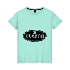Женская футболка хлопок с принтом Bugatti logo в Новосибирске, 100% хлопок | прямой крой, круглый вырез горловины, длина до линии бедер, слегка спущенное плечо | bugati | bugatti | автобренды | автолюбителям | бренд | бугати | бугатти | для автовладельцев | для автолюбителей | логотип