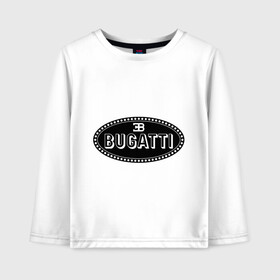 Детский лонгслив хлопок с принтом Bugatti logo в Новосибирске, 100% хлопок | круглый вырез горловины, полуприлегающий силуэт, длина до линии бедер | bugati | bugatti | автобренды | автолюбителям | бренд | бугати | бугатти | для автовладельцев | для автолюбителей | логотип