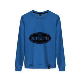 Женский свитшот хлопок с принтом Bugatti logo в Новосибирске, 100% хлопок | прямой крой, круглый вырез, на манжетах и по низу широкая трикотажная резинка  | bugati | bugatti | автобренды | автолюбителям | бренд | бугати | бугатти | для автовладельцев | для автолюбителей | логотип