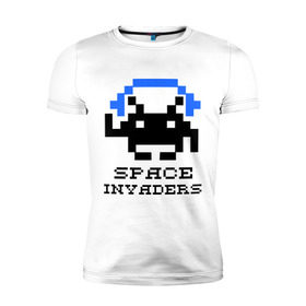 Мужская футболка премиум с принтом Космический захватчик (space invaders) в Новосибирске, 92% хлопок, 8% лайкра | приталенный силуэт, круглый вырез ворота, длина до линии бедра, короткий рукав | space invaders | космический захватчик