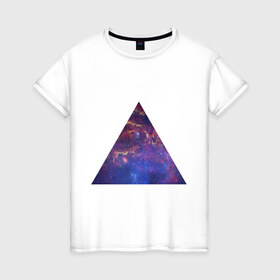Женская футболка хлопок с принтом Triangle в Новосибирске, 100% хлопок | прямой крой, круглый вырез горловины, длина до линии бедер, слегка спущенное плечо | интернет приколы | космическая тема | космос | пирамида | треугольник