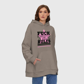 Худи SuperOversize хлопок с принтом Fuck the rules в Новосибирске, 70% хлопок, 30% полиэстер, мягкий начес внутри | карман-кенгуру, эластичная резинка на манжетах и по нижней кромке, двухслойный капюшон
 | swag | swag style | одежда сваг | сваг | сваг стиль | свег | свог | свэг