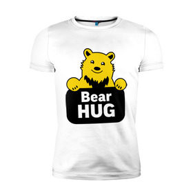 Мужская футболка премиум с принтом Bear Hug (медвежьи объятия) в Новосибирске, 92% хлопок, 8% лайкра | приталенный силуэт, круглый вырез ворота, длина до линии бедра, короткий рукав | bear hug | медвежьи объятия