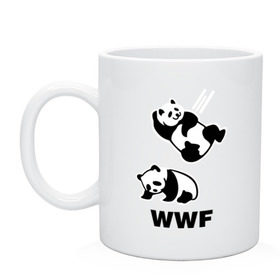 Кружка с принтом Панда WWF Wrestling Challenge в Новосибирске, керамика | объем — 330 мл, диаметр — 80 мм. Принт наносится на бока кружки, можно сделать два разных изображения | панда