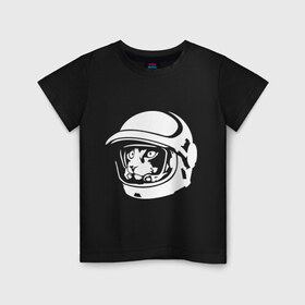 Детская футболка хлопок с принтом Кот космонавт в Новосибирске, 100% хлопок | круглый вырез горловины, полуприлегающий силуэт, длина до линии бедер | космонавт | кот | коты | кошки | скафандр