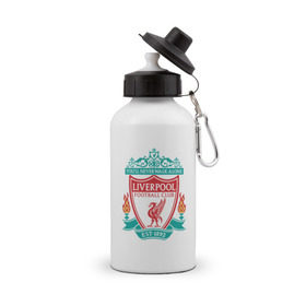 Бутылка спортивная с принтом Liverpool logo в Новосибирске, металл | емкость — 500 мл, в комплекте две пластиковые крышки и карабин для крепления | ливерпуль