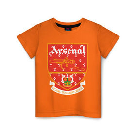 Детская футболка хлопок с принтом Арсенал Лондон в Новосибирске, 100% хлопок | круглый вырез горловины, полуприлегающий силуэт, длина до линии бедер | арсенал
