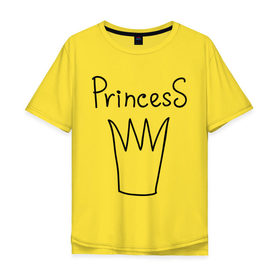 Мужская футболка хлопок Oversize с принтом PrincesS picture в Новосибирске, 100% хлопок | свободный крой, круглый ворот, “спинка” длиннее передней части | Тематика изображения на принте: princess | девушкам | для девушек | корона | подарок девушке