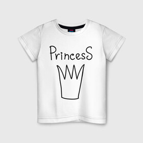 Детская футболка хлопок с принтом PrincesS picture в Новосибирске, 100% хлопок | круглый вырез горловины, полуприлегающий силуэт, длина до линии бедер | Тематика изображения на принте: princess | девушкам | для девушек | корона | подарок девушке