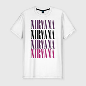 Мужская футболка премиум с принтом Get Nirvana в Новосибирске, 92% хлопок, 8% лайкра | приталенный силуэт, круглый вырез ворота, длина до линии бедра, короткий рукав | music | nirvana | rock | нирвана