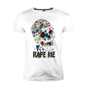 Мужская футболка премиум с принтом Rape me в Новосибирске, 92% хлопок, 8% лайкра | приталенный силуэт, круглый вырез ворота, длина до линии бедра, короткий рукав | kurt kobain | nirvana | курт кобейн | музыкальные группы | нирвана | рок группы
