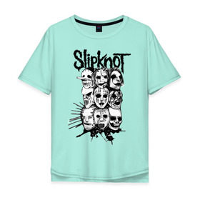 Мужская футболка хлопок Oversize с принтом Slipknot black and white в Новосибирске, 100% хлопок | свободный крой, круглый ворот, “спинка” длиннее передней части | media | metall | punk | rock | slipknot | метал | металл | нью метал | панк | панк рок | рок | слипкнот