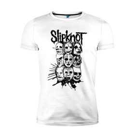 Мужская футболка премиум с принтом Slipknot black and white в Новосибирске, 92% хлопок, 8% лайкра | приталенный силуэт, круглый вырез ворота, длина до линии бедра, короткий рукав | media | metall | punk | rock | slipknot | метал | металл | нью метал | панк | панк рок | рок | слипкнот