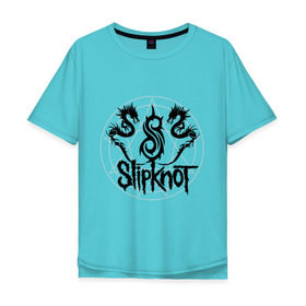 Мужская футболка хлопок Oversize с принтом Slipknot dragons logo в Новосибирске, 100% хлопок | свободный крой, круглый ворот, “спинка” длиннее передней части | metall | punk | rock | slipknot | метал | металл | нью метал | панк | панк рок | рок | слипкнот