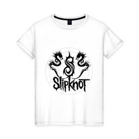 Женская футболка хлопок с принтом Slipknot dragons logo в Новосибирске, 100% хлопок | прямой крой, круглый вырез горловины, длина до линии бедер, слегка спущенное плечо | metall | punk | rock | slipknot | метал | металл | нью метал | панк | панк рок | рок | слипкнот