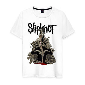 Мужская футболка хлопок с принтом Slipknot illustration skulls в Новосибирске, 100% хлопок | прямой крой, круглый вырез горловины, длина до линии бедер, слегка спущенное плечо. | metall | punk | rock | slipknot | метал | металл | нью метал | панк | панк рок | рок | слипкнот