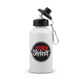 Бутылка спортивная с принтом Slipknot iowa logo в Новосибирске, металл | емкость — 500 мл, в комплекте две пластиковые крышки и карабин для крепления | metall | punk | rock | slipknot | метал | металл | нью метал | панк | панк рок | рок | слипкнот