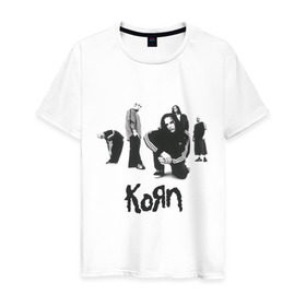 Мужская футболка хлопок с принтом Korn 5 в Новосибирске, 100% хлопок | прямой крой, круглый вырез горловины, длина до линии бедер, слегка спущенное плечо. | corn | корн | метал | металика | панк рок | рок