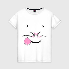 Женская футболка хлопок с принтом Довольная мордочка в Новосибирске, 100% хлопок | прямой крой, круглый вырез горловины, длина до линии бедер, слегка спущенное плечо | девушкам | мордочка | мышка | хомяк