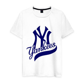 Мужская футболка хлопок с принтом NY - Yankees в Новосибирске, 100% хлопок | прямой крой, круглый вырез горловины, длина до линии бедер, слегка спущенное плечо. | Тематика изображения на принте: new york yankees | swag | нью йорк янкис | сваг | свэг